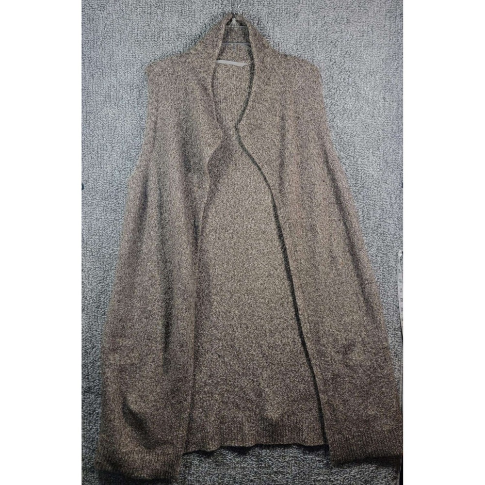 Athleta Sweater Vest Merino Wool Duster Open Front Pockets Knit TAN - Womens S/M